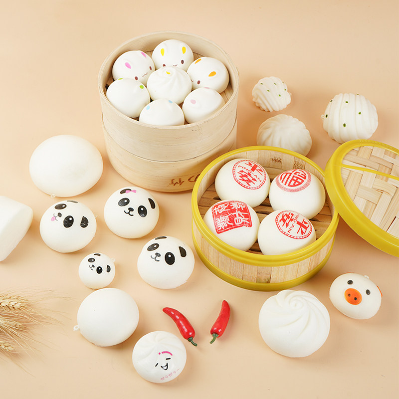Simulation buns soft steamed buns slow rebound gourmet children's early education props film and television food model decompression toy steamer