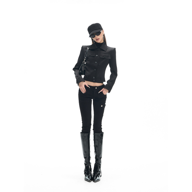 Fanptntox·Sexy Stretchy Slim-Fit Skinny High-Street Low-Rise Functional Style Jeans Tight Casual Pants