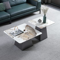 Willstyle Rockboard Tea Table Bright Light Modern Minima Home Small Household Type Light Luxury Nordic Designer Square Tea Table Composition