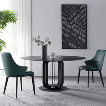 Italian style new minimalist light extravagant round rock plate rear modern minimalist dining table and chairs combined with turntable marble round table