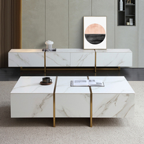 Willpower Light Lavish Rockboard TV Cabinet Tea Table Combined Home Living Room Modern Minimalist TV Cabinet Storage counter