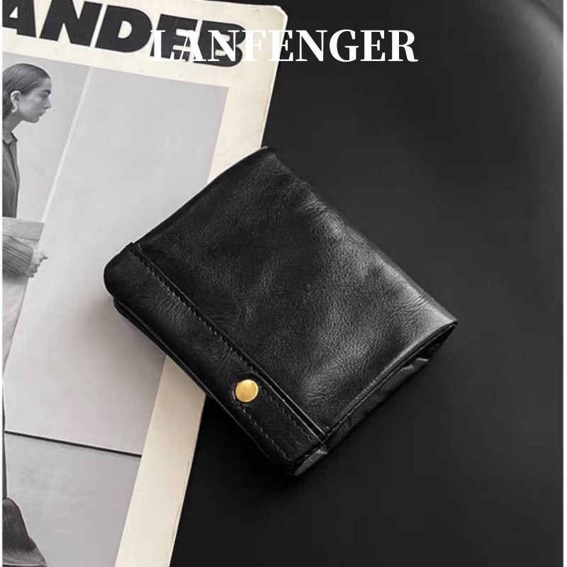Lanfenger Mini Short Card Holder Wallet for Women 2026 New Model Folding Card Holder Wallet Passport Coin Purse