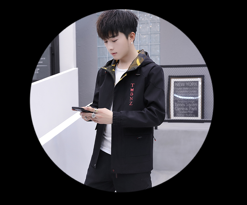 Áo khoác nam 2019 xuân mới phiên bản Hàn Quốc xu hướng đẹp trai áo công cụ giản dị nam A112-jk068-P70 - Mùa xuân áo voan kiểu tuổi trung niên