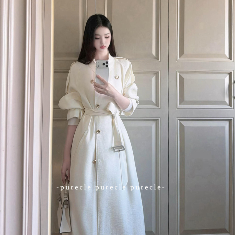 Women's Trench Coat 2026 New Model, High-End Luxury Style, Double-Breasted Korean-Style Coat with Belt, Waist-Cinching Long Coat Women's Trench Coat 2026 New Model, High-End Luxury Style, Double-Breasted Korean-Style Coat with Belt, Waist-Cinching Long Coat