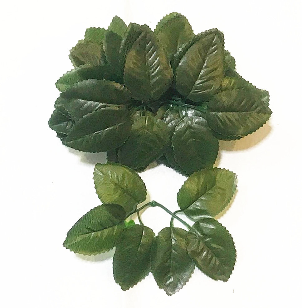 New value promotion rose six leaves simulation rose production material Dark green light green simulation leaf