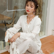 Moon clothes Summer thin cotton wrinkled cloth pregnant womens pajamas Womens summer comfortable breathable nursing clothes Feeding home clothes