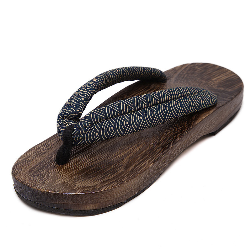 Foreign Trade Japanese Imported Thick-Soled Wooden Clogs, Anti-Odor, Cool, Burnt Paulownia Wood Sole, Men's and Women's Couple's Cloth Strap Flip-Flops