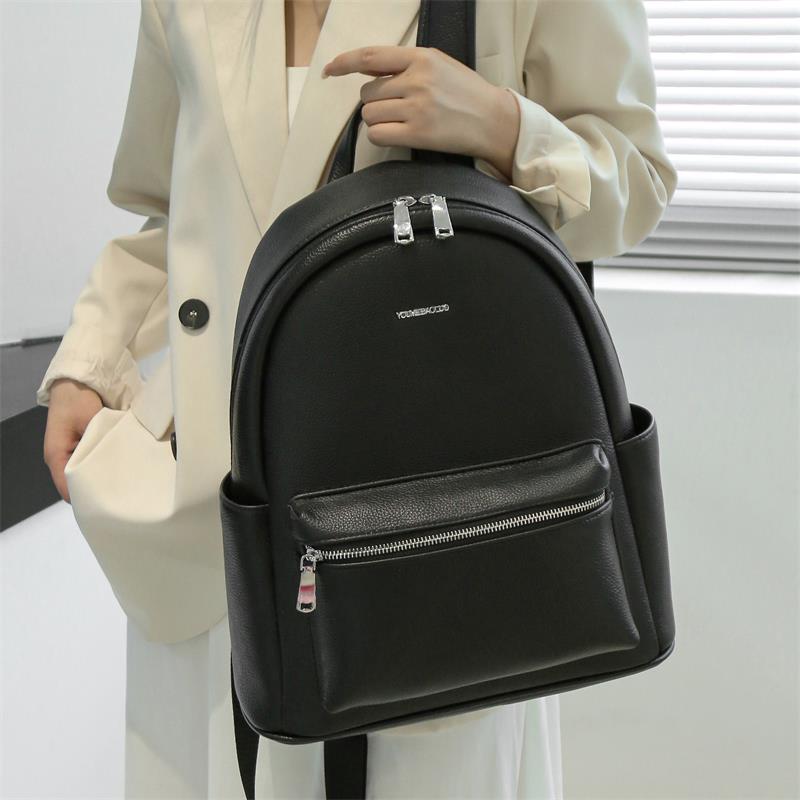 Muzi Street Backpack, Soft Leather, High-End Feel, Commuting Travel Bag, Large Capacity, Business Casual, College Student Computer Bag