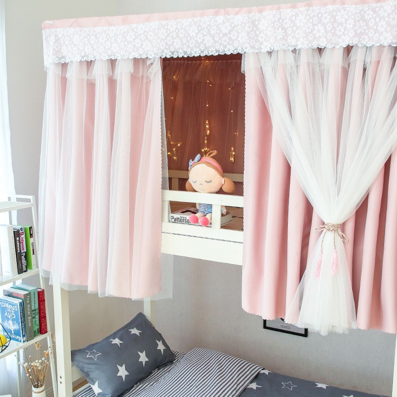 Princess bed curtain Silk Princess wind bed yarn Bed curtain Net red shading bed curtain Court University dormitory ins opaque