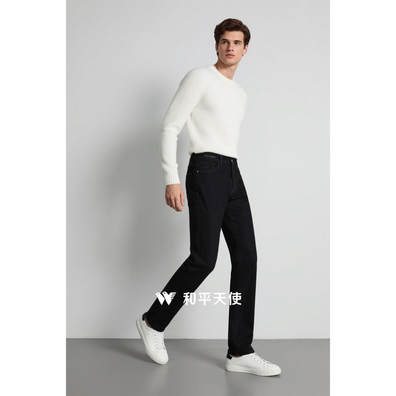 Peace Angel Men's 2026 Spring New Mid-High Waist Straight-Leg Stretch Comfortable Fashion Jeans