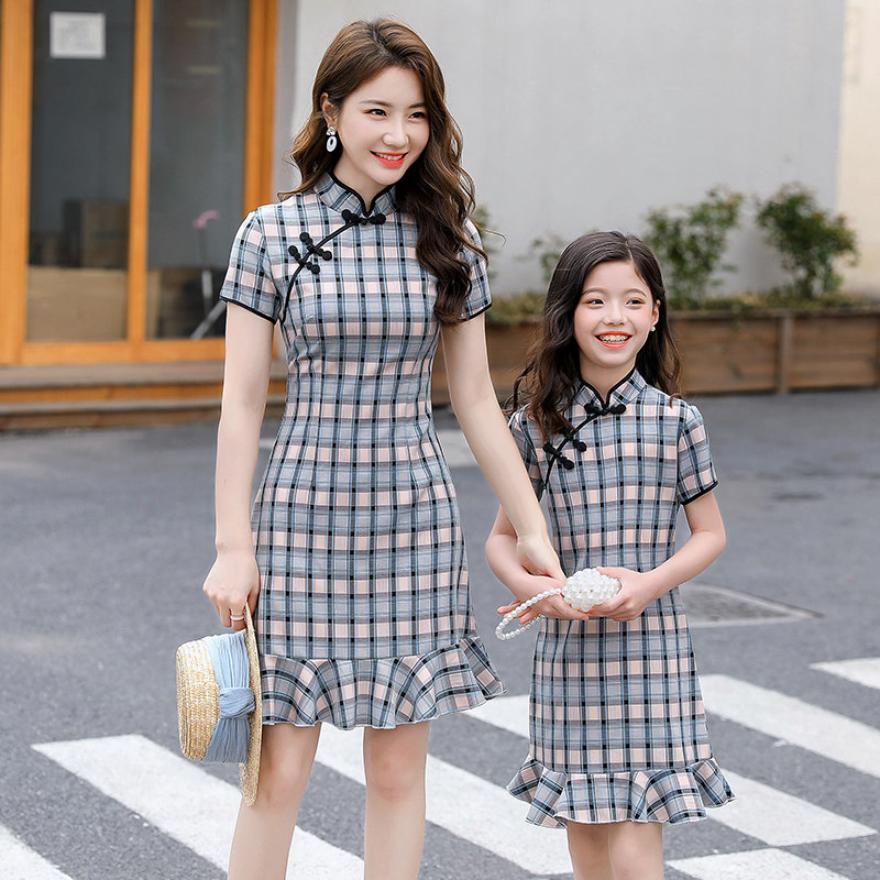Pro-Son Dress Qipao 2022 New China Wind Fracking Street Improvement Summer Foreign Pie Mother Woman Dress Slim Fit Ocean Dress