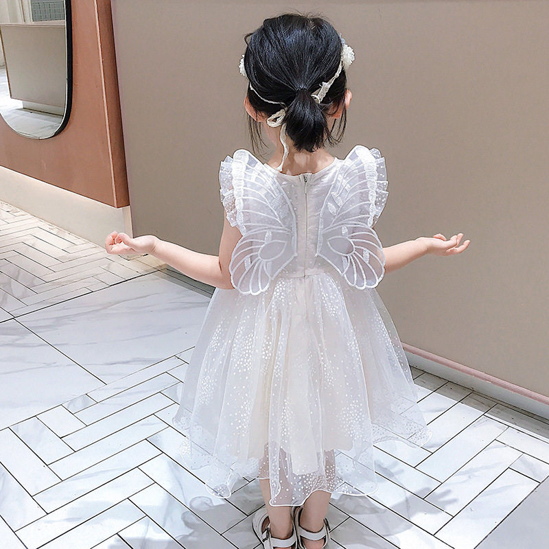 Korean girl dress Summer dress Children's wings net red tutu Baby girl Foreign school princess dress dress