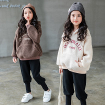 Girls thick warm cashmere sweater 2019 foreign style autumn and winter clothes new pullover sweater fashion hooded top
