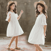 Parent-child Parent-child Pure Cotton Short Sleeve White Dress 2020 Summer New Korean Version Girl Embroidered Doll Dress