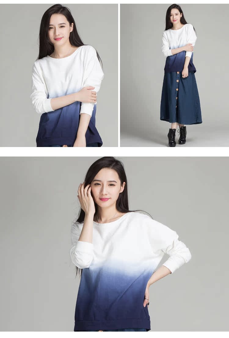Áo len tự xây / cotton nữ 15 mùa thu đông mới đầm cỡ lớn Cổ tròn Sen nữ nghệ thuật set áo sơ mi retro xu hướng áo khoác nữ 2020