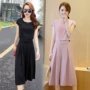 2018 phổ biến của phụ nữ mới mùa xuân và mùa hè chất béo quần rộng chân rộng hai mảnh phù hợp với đầm voan cỡ lớn áo voan kiểu trung niên