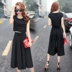 2018 phổ biến của phụ nữ mới mùa xuân và mùa hè chất béo quần rộng chân rộng hai mảnh phù hợp với đầm voan cỡ lớn Mùa xuân