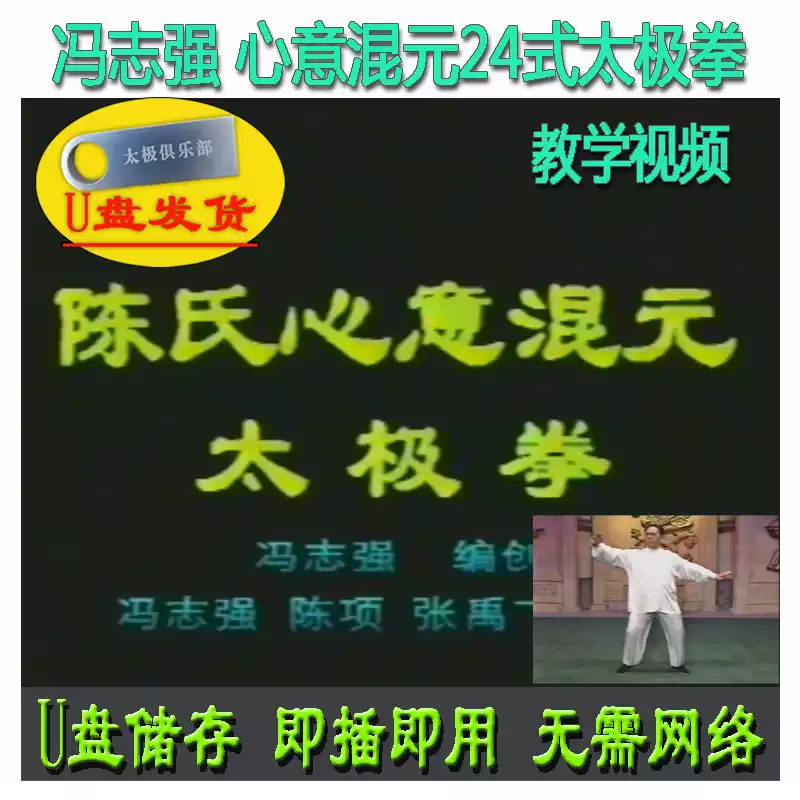 馮志強陳式心意混元24式太極拳U盤影片陳氏教學講解二十四式-淘寶Taobao