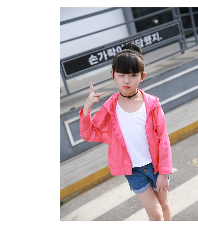 Quần áo chống nắng cho trẻ em mùa hè 18 quần áo ngoài trời cho trẻ em mới trong áo khoác chống nắng cho trẻ em lớn Áo chống nắng cho trẻ em áo choàng hình thú dễ thương cho bé