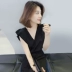 Châu Âu ga mùa hè 2021 mới của phụ nữ thắt lưng lưới nhỏ màu đen thời trang váy phong cách Hepburn với tai gỗ - váy đầm