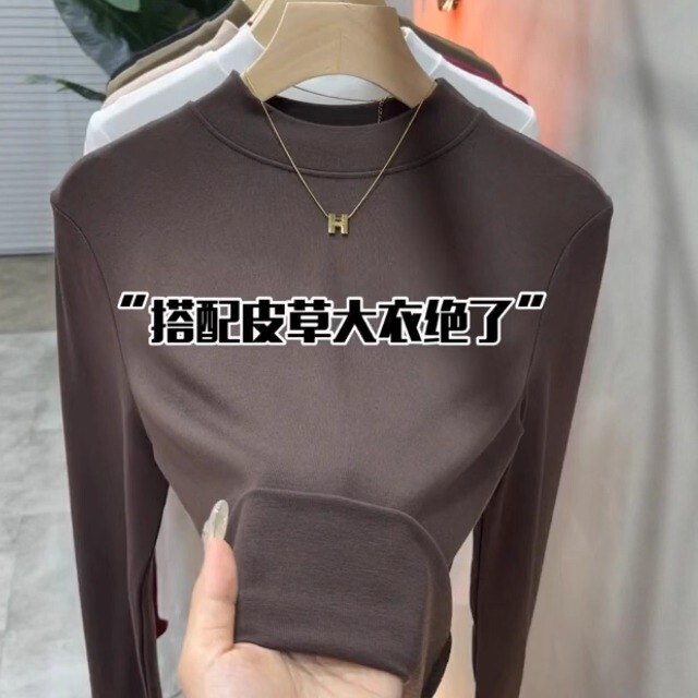 High-Quality Half-High Collar Long-Sleeve Base Shirt for Women, New Autumn and Winter Long-Sleeve Top to Wear with a Chanel-Style Blazer