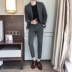 Mùa thu và mùa đông mới của nam giới Hàn Quốc Slim thư thêu phù hợp với hai mảnh nam kinh doanh phù hợp với trang phục phù hợp với trang phục quần tây nam Suit phù hợp