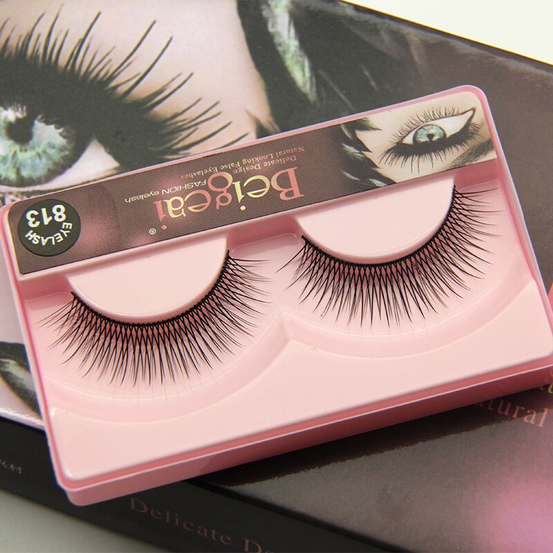 Double Lattice Ai 813 Fake Eyelash Natural Cross Fiber Long Emulation Everyday Naked Makeup Eyelash Thick Cotton Thread Hard Stalk