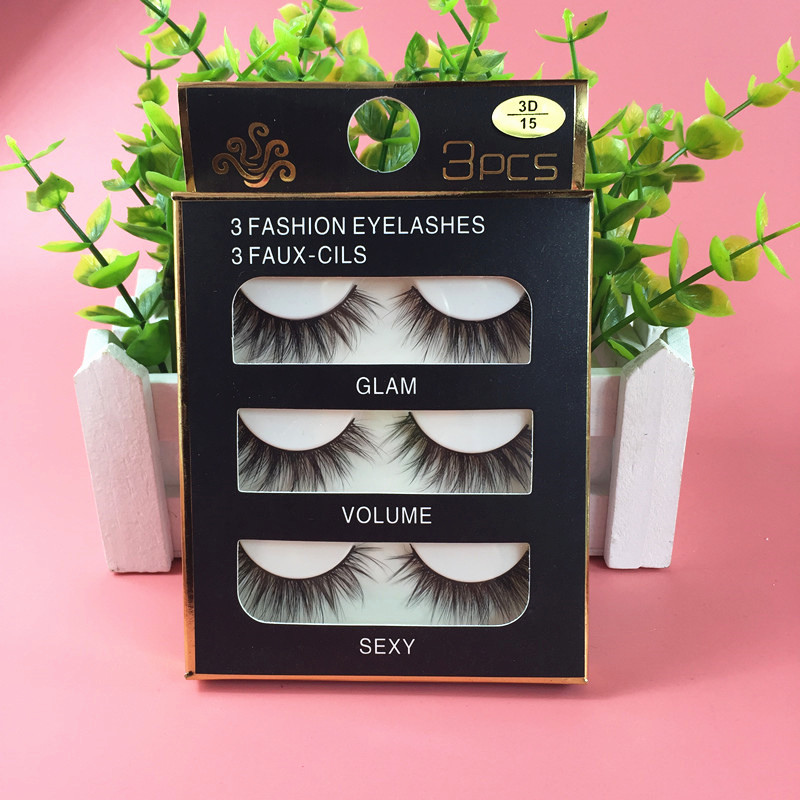 3D pure handmade false eyelash solid multilayer simulation natural naked makeup slim fit 3 pairs of clothes