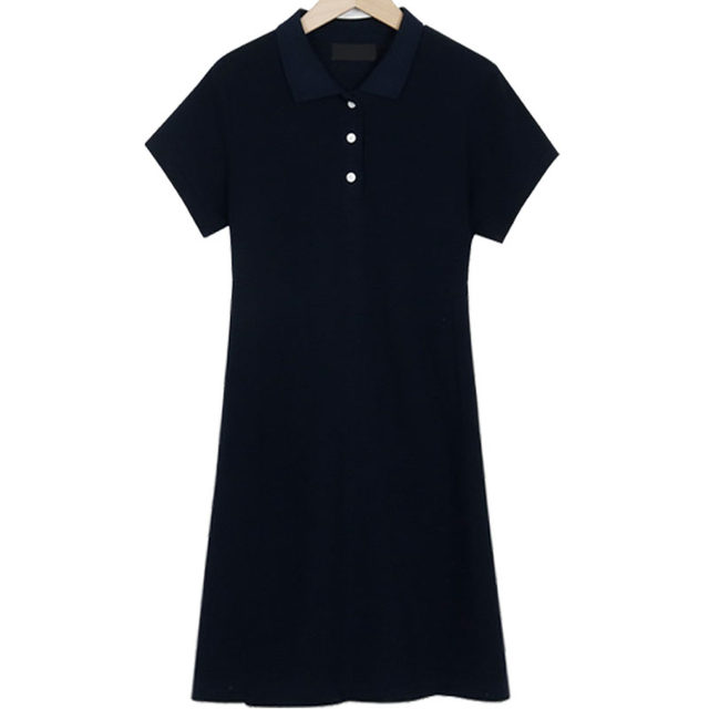 2024 Summer New Style POLO Collar Casual Shirt Dress Retro Small Dress Short Sleeve Waist Short Skirt Women