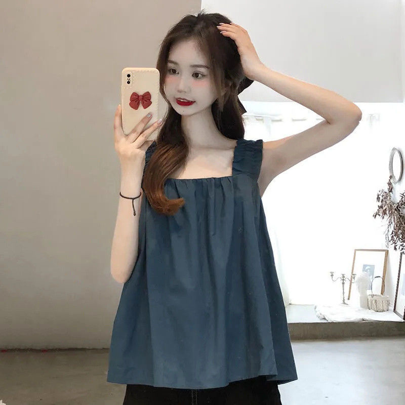 Plus-Size Women's 1.0-150kg New Summer Camisole with Ruffled Edges, Loose Sleeveless Top, Trendy on Instagram