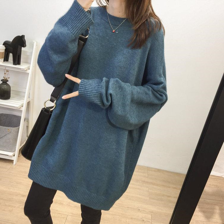 Plus-Size Women's Sweater for Fall and Winter, Loose Pullover, Casual Outerwear, Mid-Length Knit Top Jacket