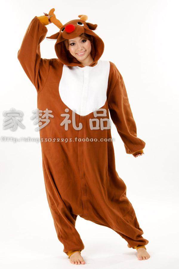 SAZAC's new Rudolph red-nosed reindeer suit animal one-piece pajamas couple pajamas love apartment men and women