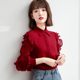 Spring and autumn clothes 2023 new temperament fashion long-sleeved red chiffon shirt ladies tops high-end foreign style shirts