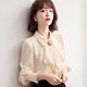 2023 spring and autumn new women's doll collar chiffon long-sleeved shirt French retro top design temperament shirt