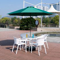Balcony small table and chair outdoor wrought iron light luxury leisure with umbrella creative Nordic waterproof milk tea shop tea Net red combination