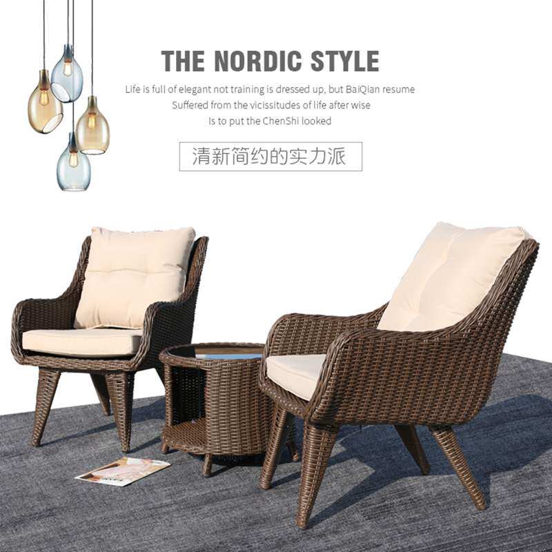 Outdoor Rattan Chair Balcony Handwoven Patio Courtyard Three Sets Casual Tea Table Compositions Indoor Single Rattan Chasha Hair Chair