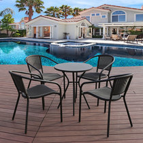 Outdoor balcony garden outdoor terrace terrace wrought iron three or five pieces tea table furniture anti-rattan chair plastic