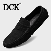 DCK Doudou shoes mens 2021 new leather lazy matte mens casual leather shoes soft leather soft sole driving shoes