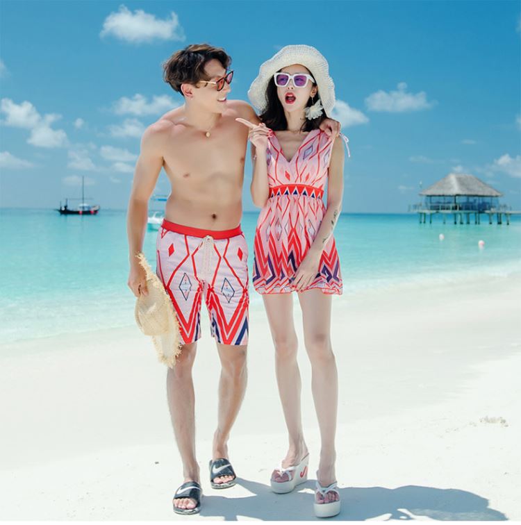 Người yêu thích áo tắm phù hợp với cặp đôi người mẫu mùa xuân nóng bỏng gợi cảm áo tắm nữ bảo thủ thân hình mảnh mai một mảnh che bụng nhỏ tươi - Vài đồ bơi đồ đôi nam nữ đi biển