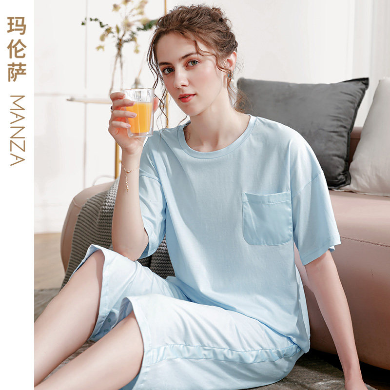 芬腾旗下 玛伦萨 纯棉 女式短袖睡衣 家居服套装 天猫优惠券折后￥59包邮（￥149-90）3色可选