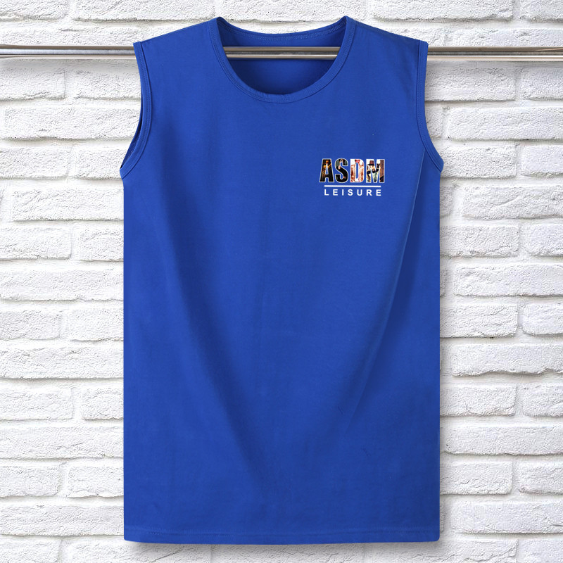 Sleeveless T-Shirt for Summer, Men's Pure Cotton Loose Fit, Plus-Size Sports Basketball Top, Oversized Wide-Shoulder Vest