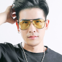 Pilot Sunglasses Mens Fashion Polarized Sunglasses Personality Big Frame Anti Blue Sunglasses Intelligent Discoloration Night-vision Goggles