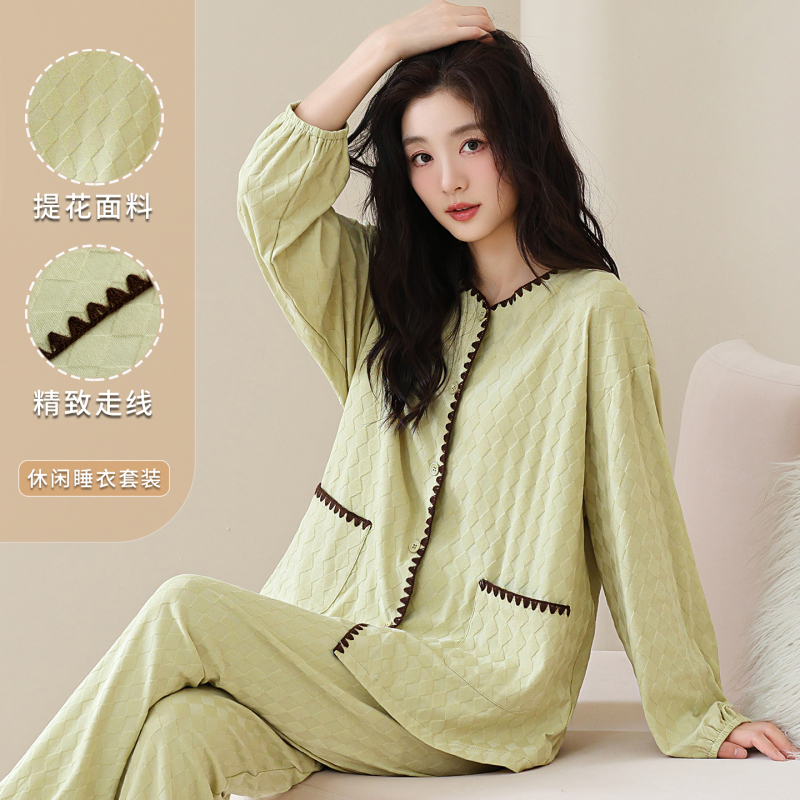 Spring and Autumn Plus-Size Women's Stylish Lightweight Long-Sleeved Pajamas, Women's Loungewear, Casual Fashionable Shirts from Putian Factory