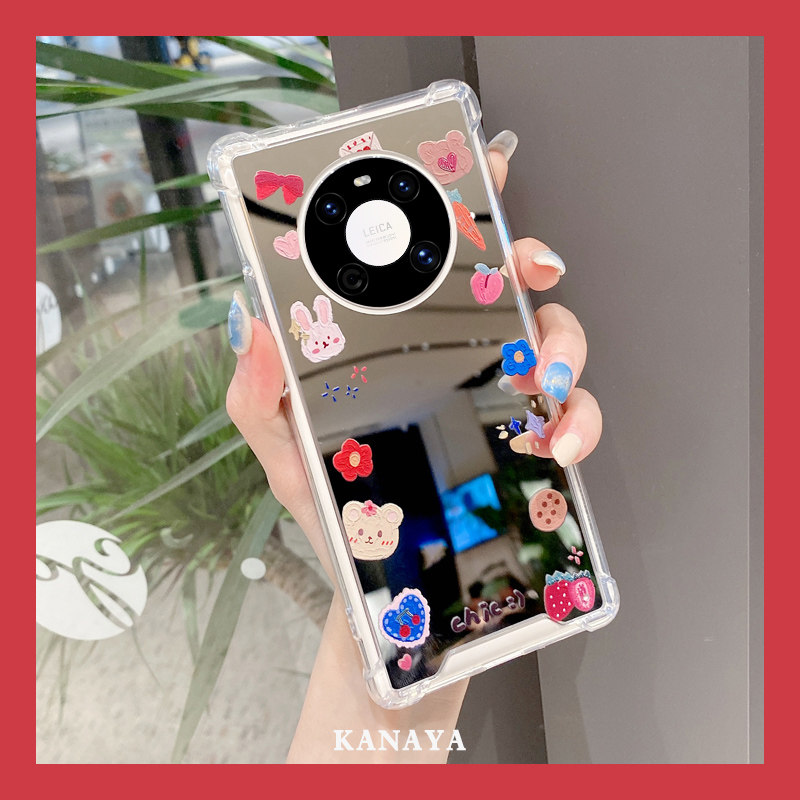 Mirror Circle Flower Rabbit Bear for Huawei Mate40pro Cell Phone Cases Mate30 Epro Unisex Por Fall Resistant Meta40E Cute Netflix P4