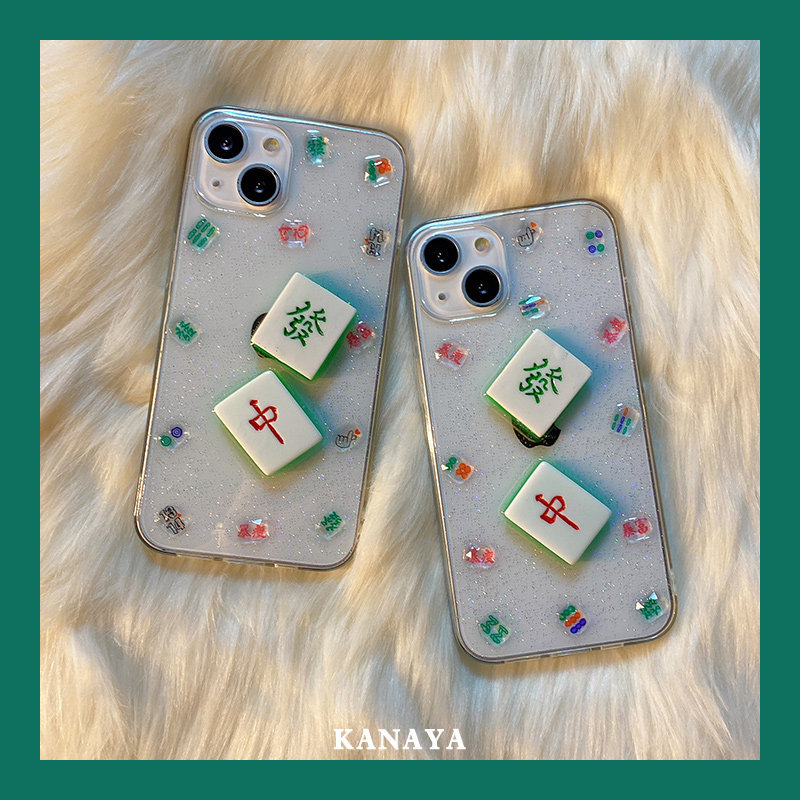 Shake-in-the-same solid mahjong hair suitable for Apple 13 phone protection shell 13promax 11promax 11promax creative 12pro anti-fall iphone boomer x x
