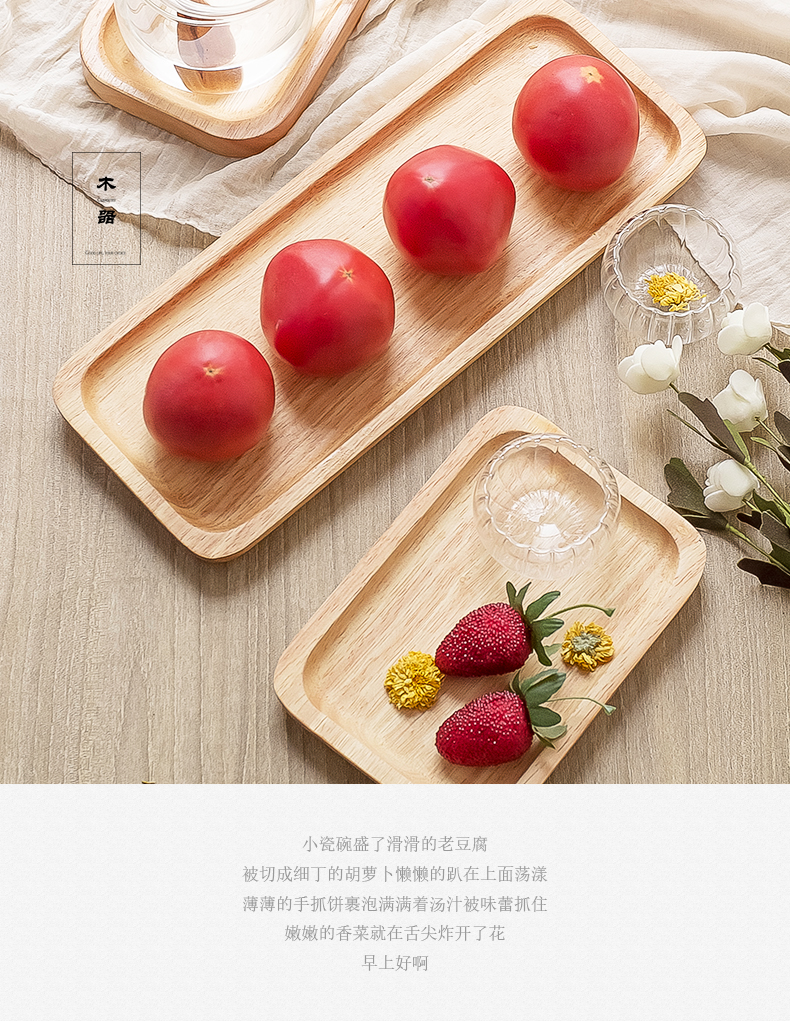 Nhật Bản khay gỗ hình chữ nhật khay trà hộ gia đình chén đĩa món ăn nhỏ bằng gỗ bánh mì tấm tấm gỗ rắn - Tấm khay trà gỗ đẹp