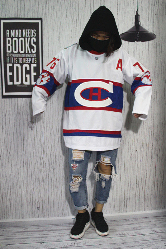 Japanese white embroidered hockey suit Harajuku bf hip-hop style street large size skateboard jersey Hip-hop T-shirt women