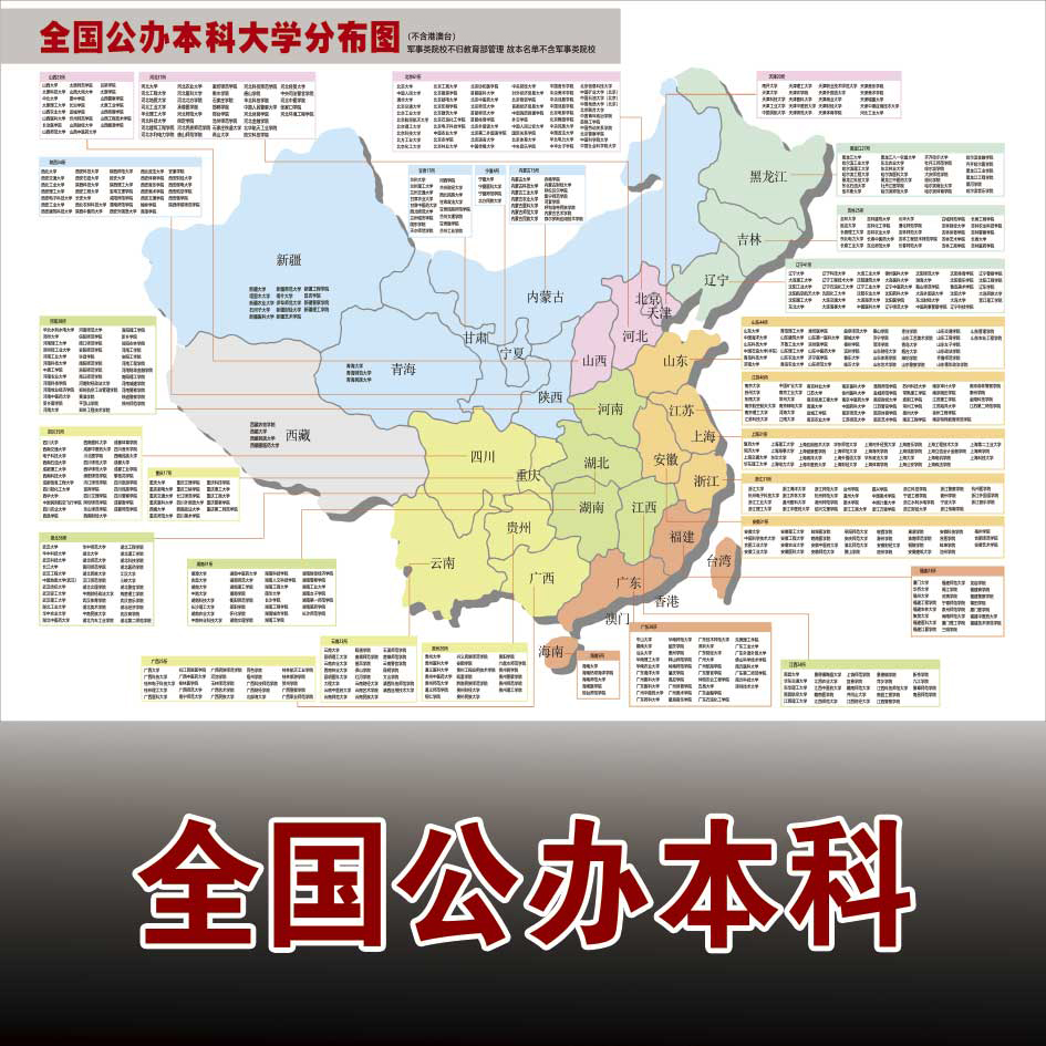 Chinese Public Office University Distribution Map Double First Class 985211 Poster Gaokao Research Study Abroad Decoration Outdoor Back Glue