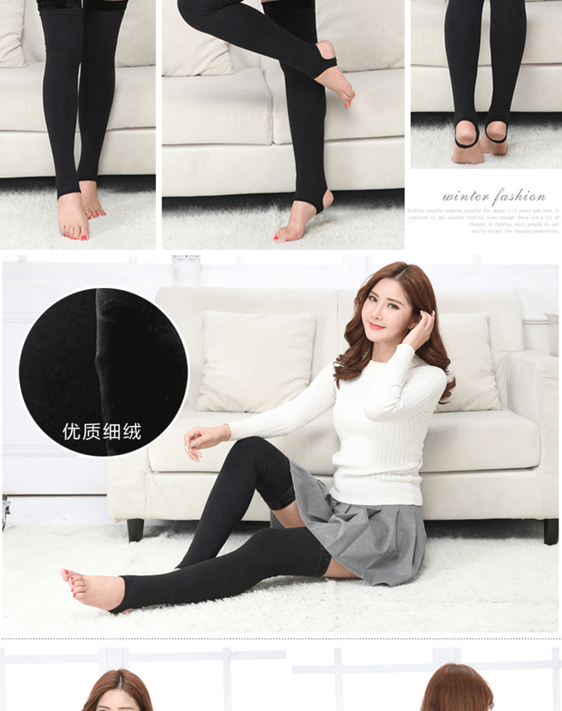 Mùa thu và mùa đông cộng với quần legging nhung dày ấm áp trên tất đầu gối của phụ nữ kapok chống đổ siêu dài chân già lạnh cao vỡ mắt cá chân
