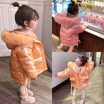 66 Princess girls winter cotton padded clothes thickened baby girl down cotton clothes glossy foreign childrens new cotton-padded jacket coat
